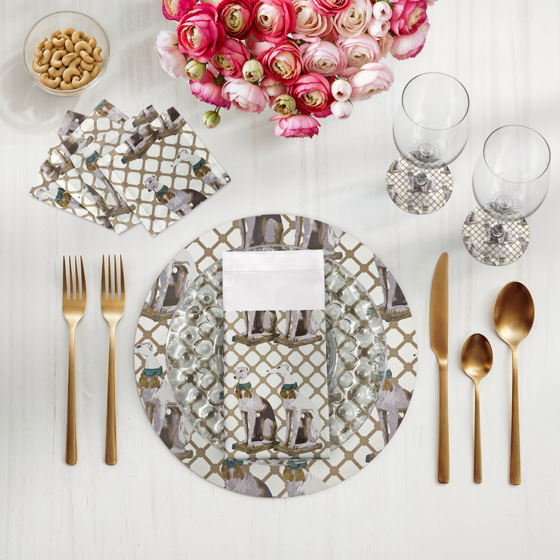 Regal Greyhound Luxe Vegan Leather Round Pebble Placemat - nicolettemayer.com