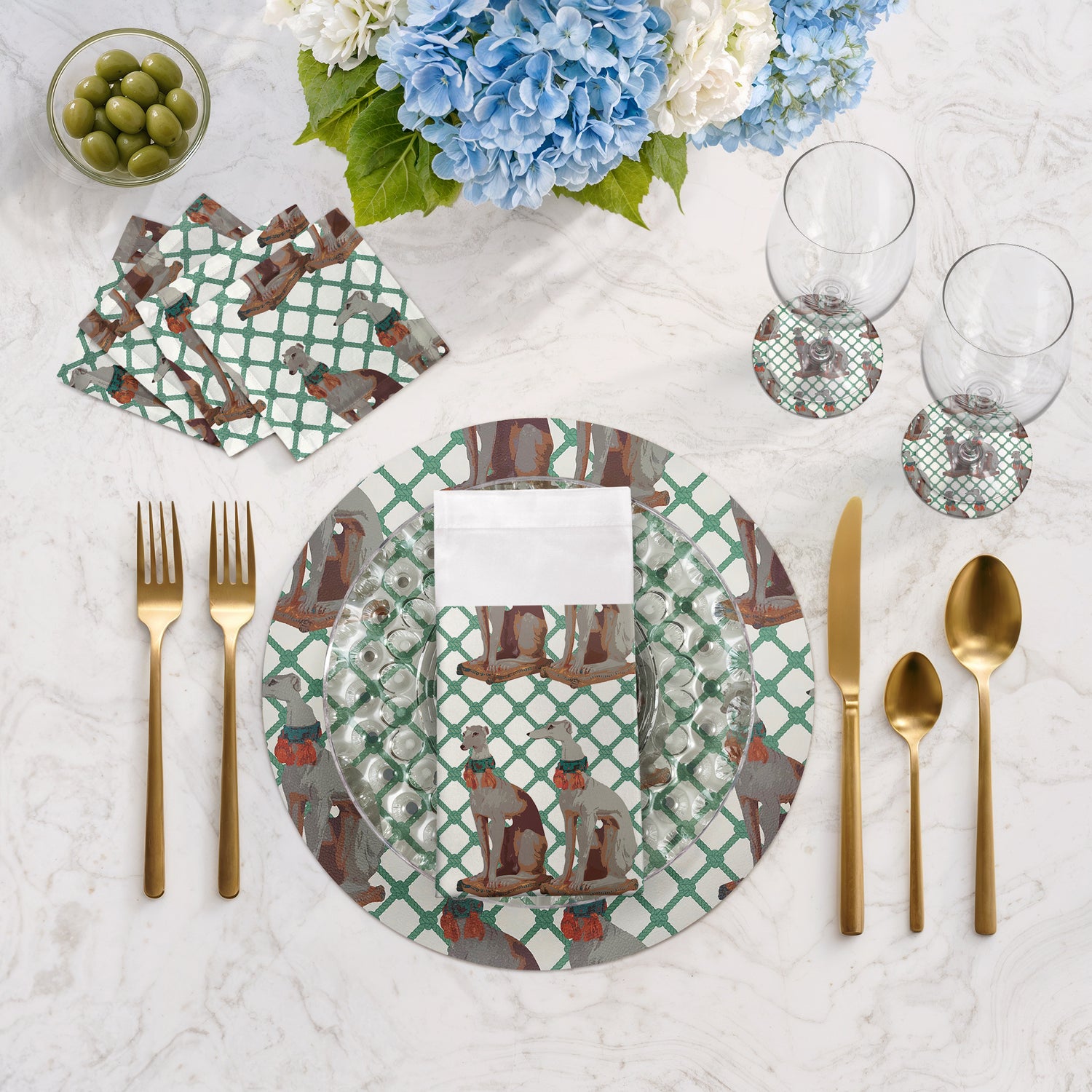 Regal Greyhound Marion Vegan Leather Round Pebble Placemat - nicolettemayer.com