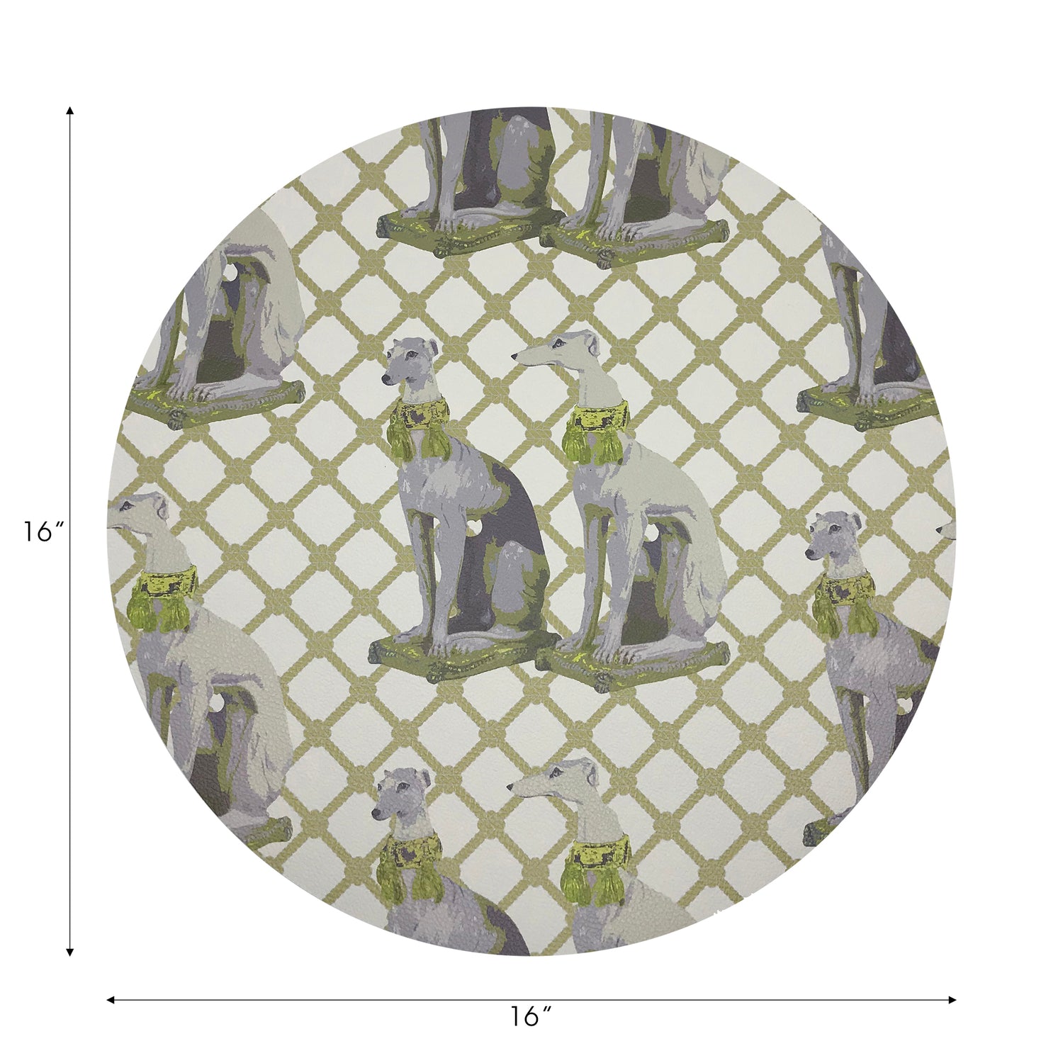 Regal Greyhound Gold Vegan Leather Round Pebble Placemat