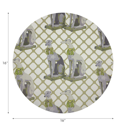 Regal Greyhound Gold Vegan Leather Round Pebble Placemat