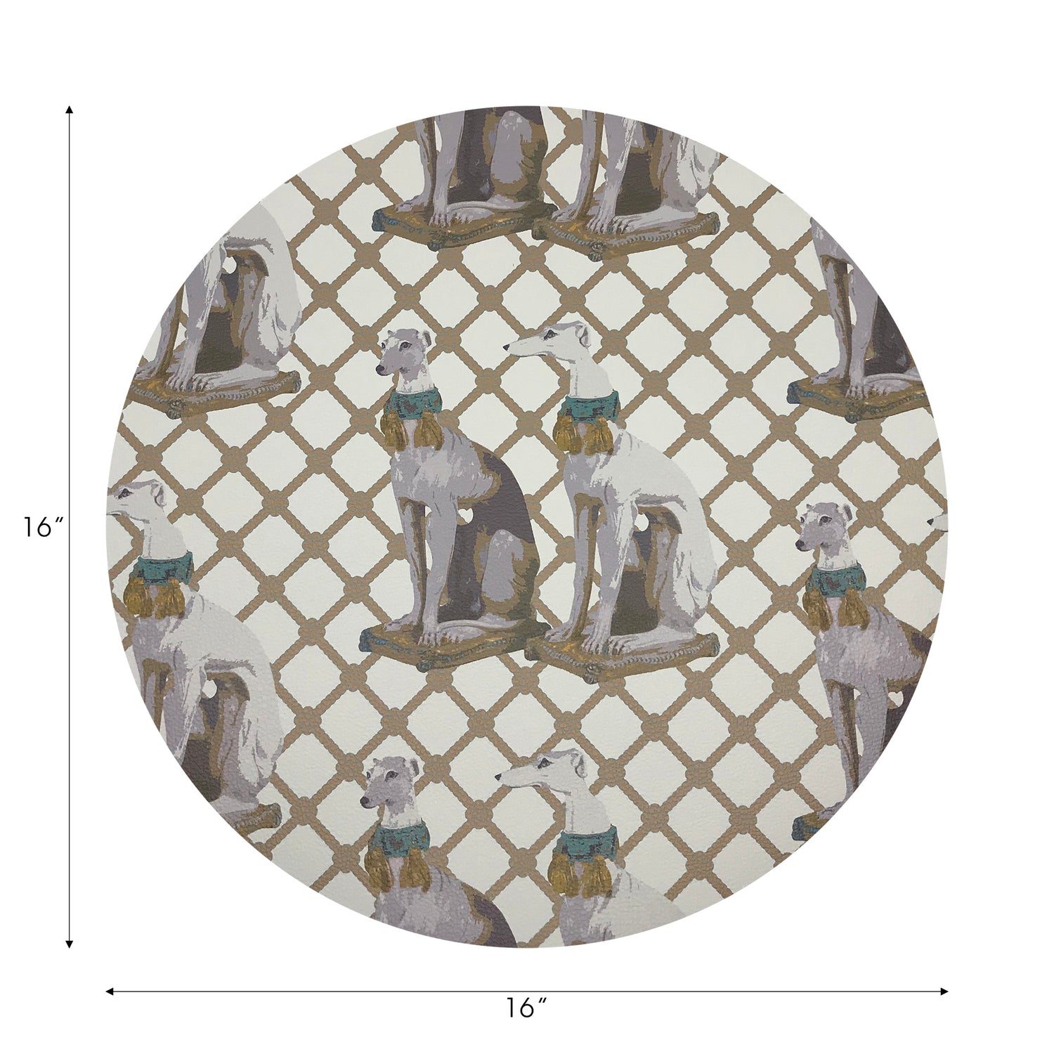 Regal Greyhound Luxe Vegan Leather Round Pebble Placemat