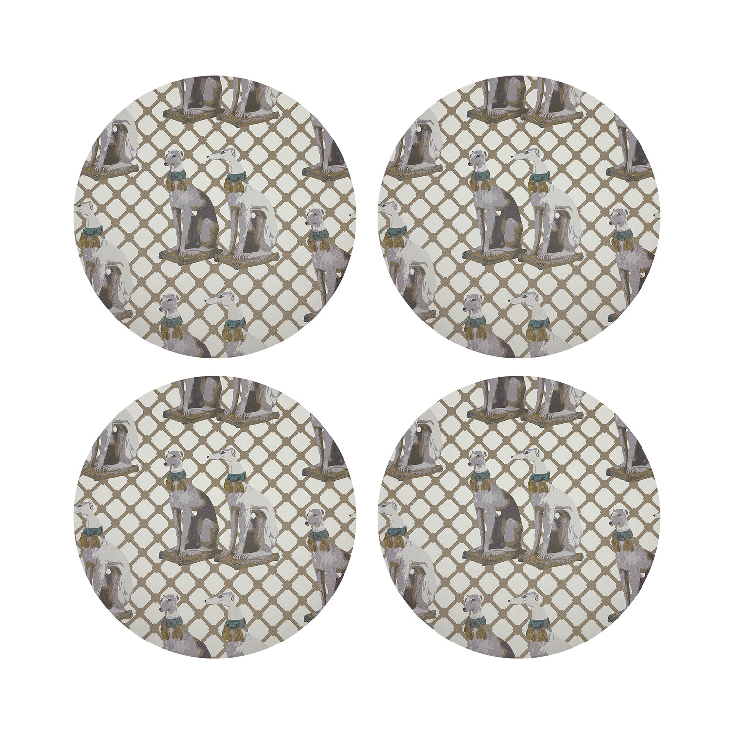 Regal Greyhound Luxe 16&quot; Round Pebble Placemats, Set of 4 - nicolettemayer.com
