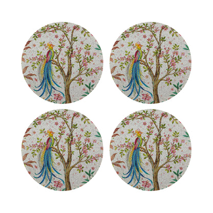 Resplendant Quesal White Round Beaded Placemat Smooth