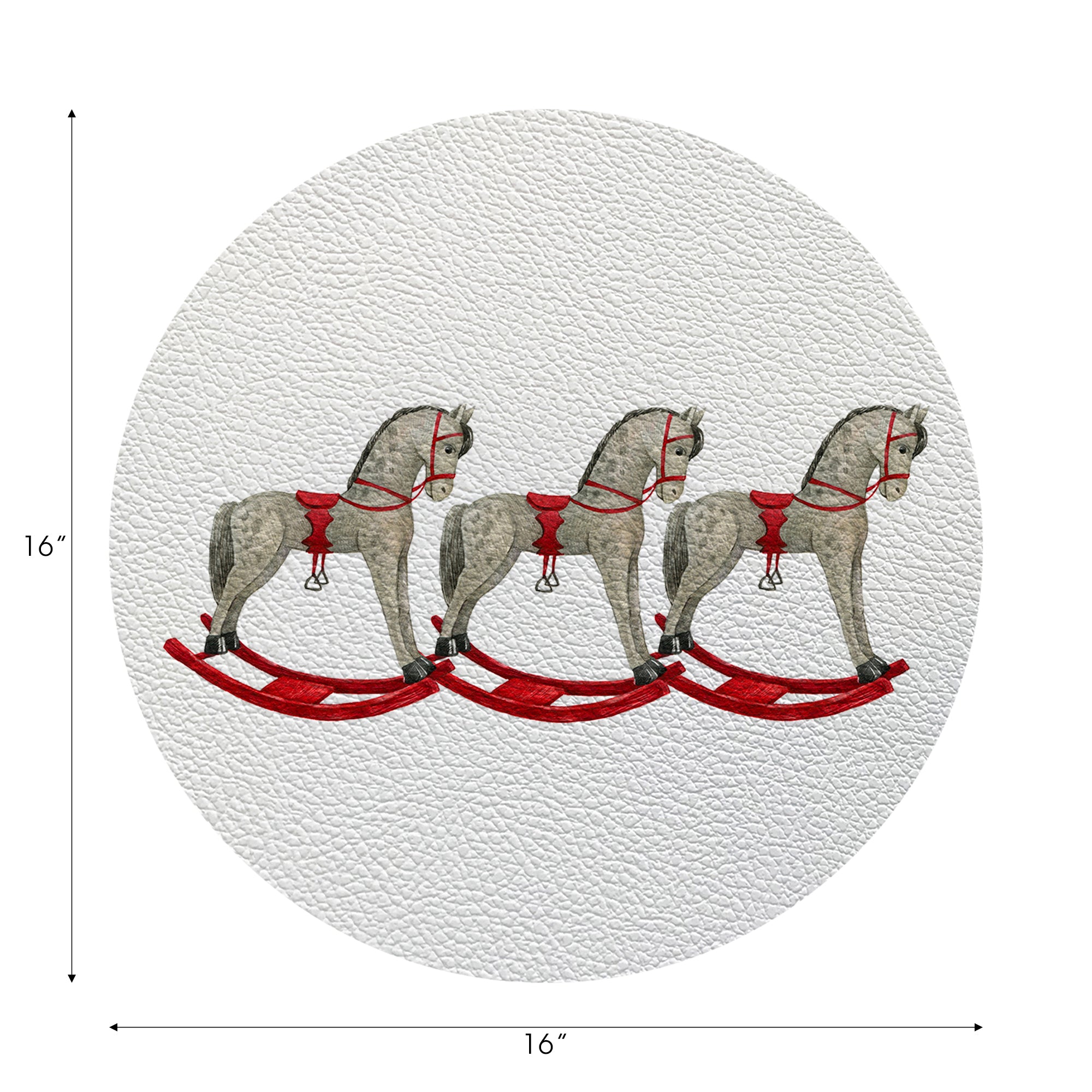 Rocking Horse Vegan Leather Round Pebble Placemat