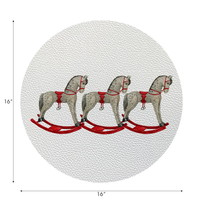 Rocking Horse Vegan Leather Round Pebble Placemat