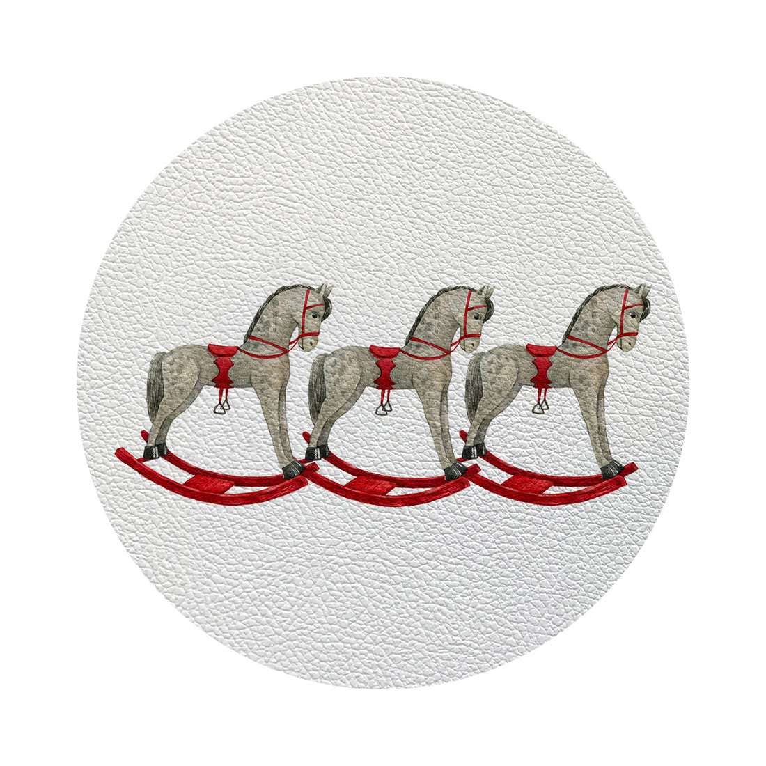 Rocking Horse Vegan Leather Round Pebble Placemat