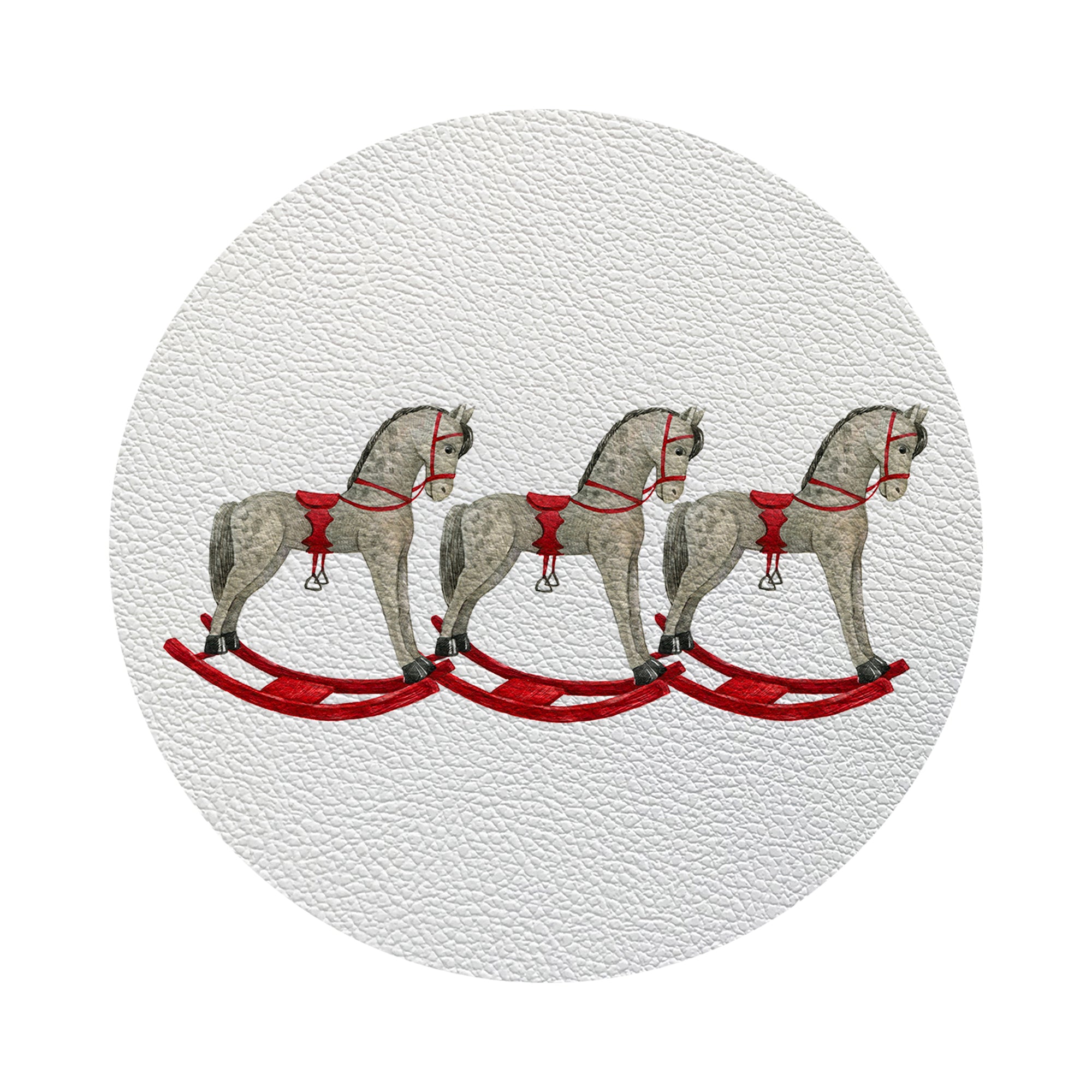 Rocking Horse Vegan Leather Round Pebble Placemat