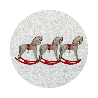 Rocking Horse Vegan Leather Round Pebble Placemat