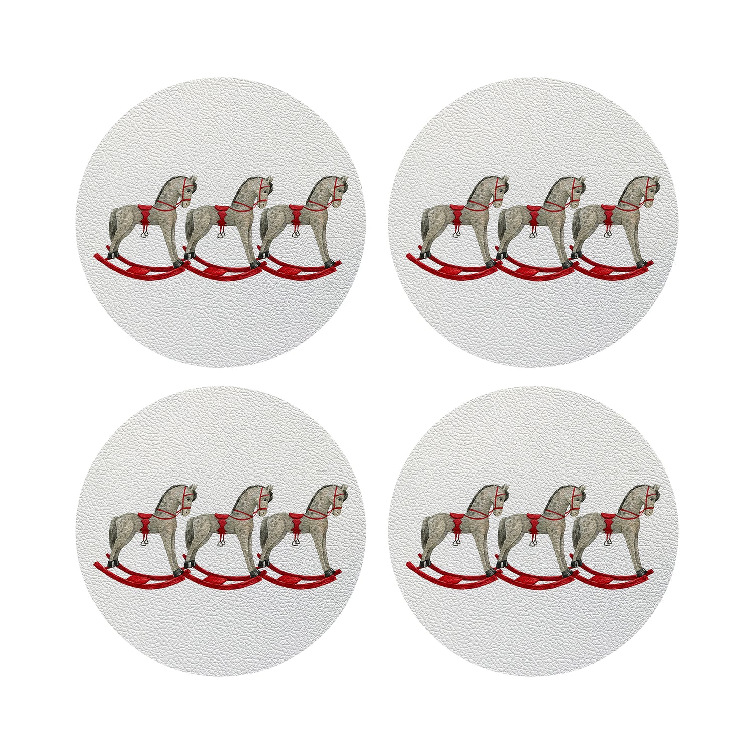 Rocking Horse Vegan Leather Round Pebble Placemat