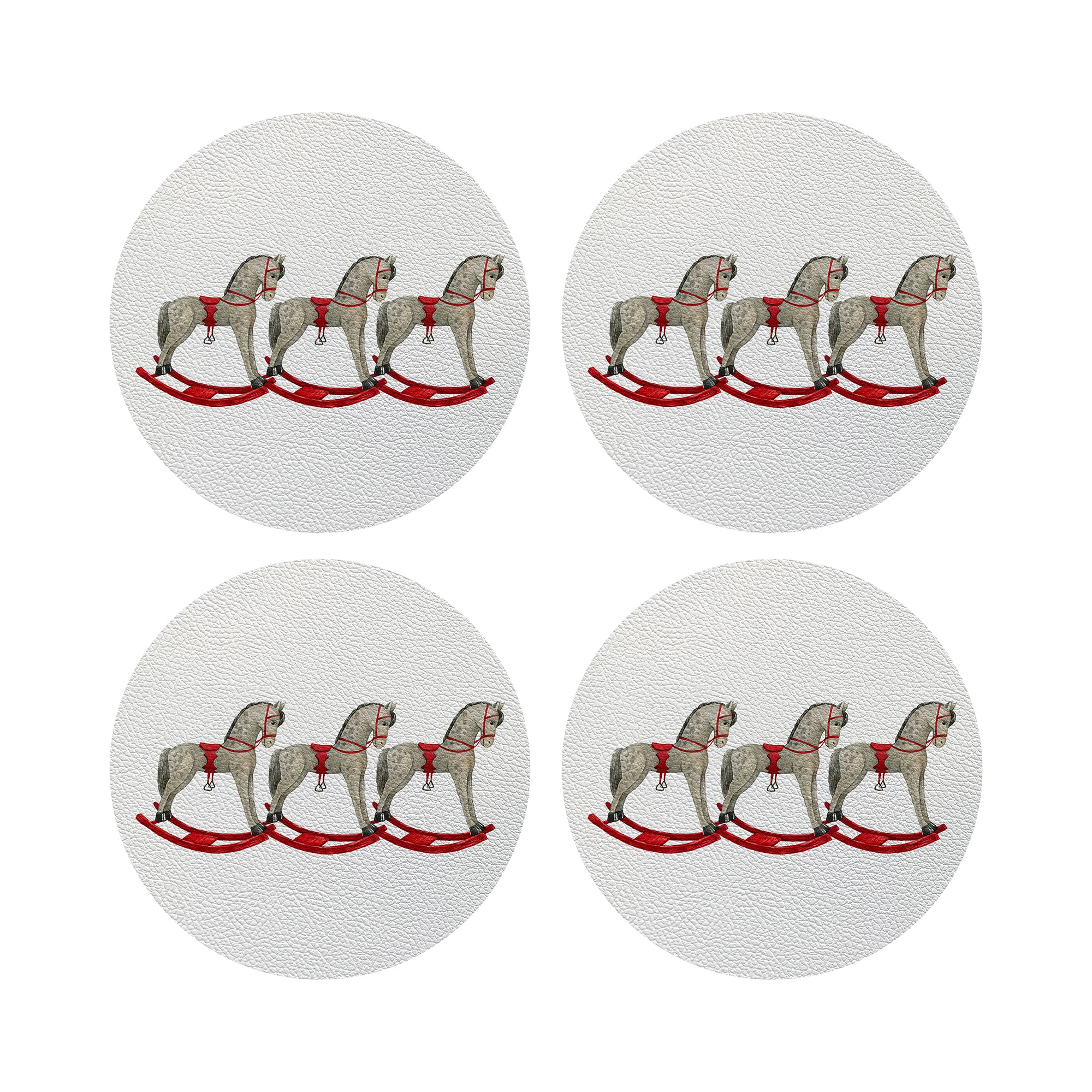 Rocking Horse Vegan Leather Round Pebble Placemat