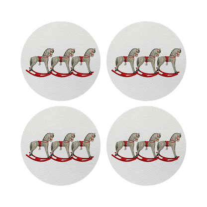 Rocking Horse Vegan Leather Round Pebble Placemat