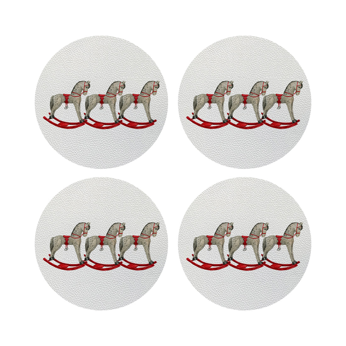 Rocking Horse Vegan Leather Round Coasters