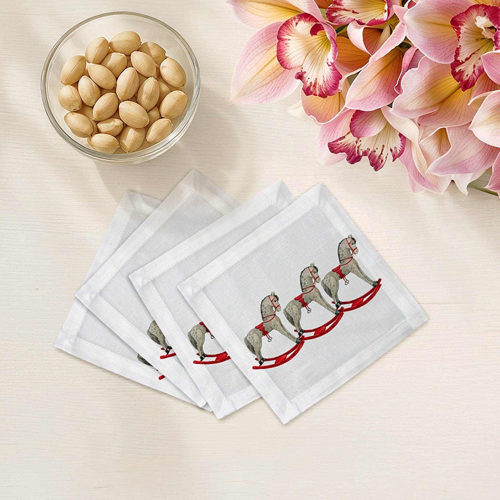 Rocking Horse Cotton Sateen Cocktail Napkins