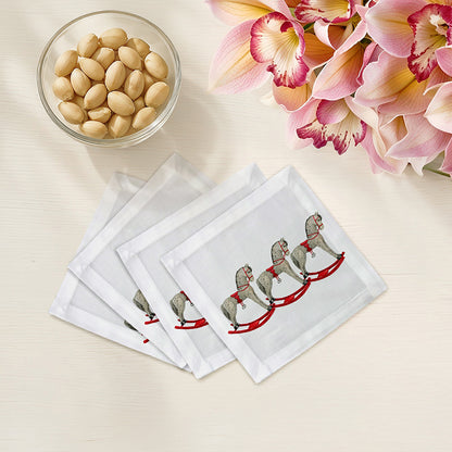 Rocking Horse Cotton Sateen Cocktail Napkins