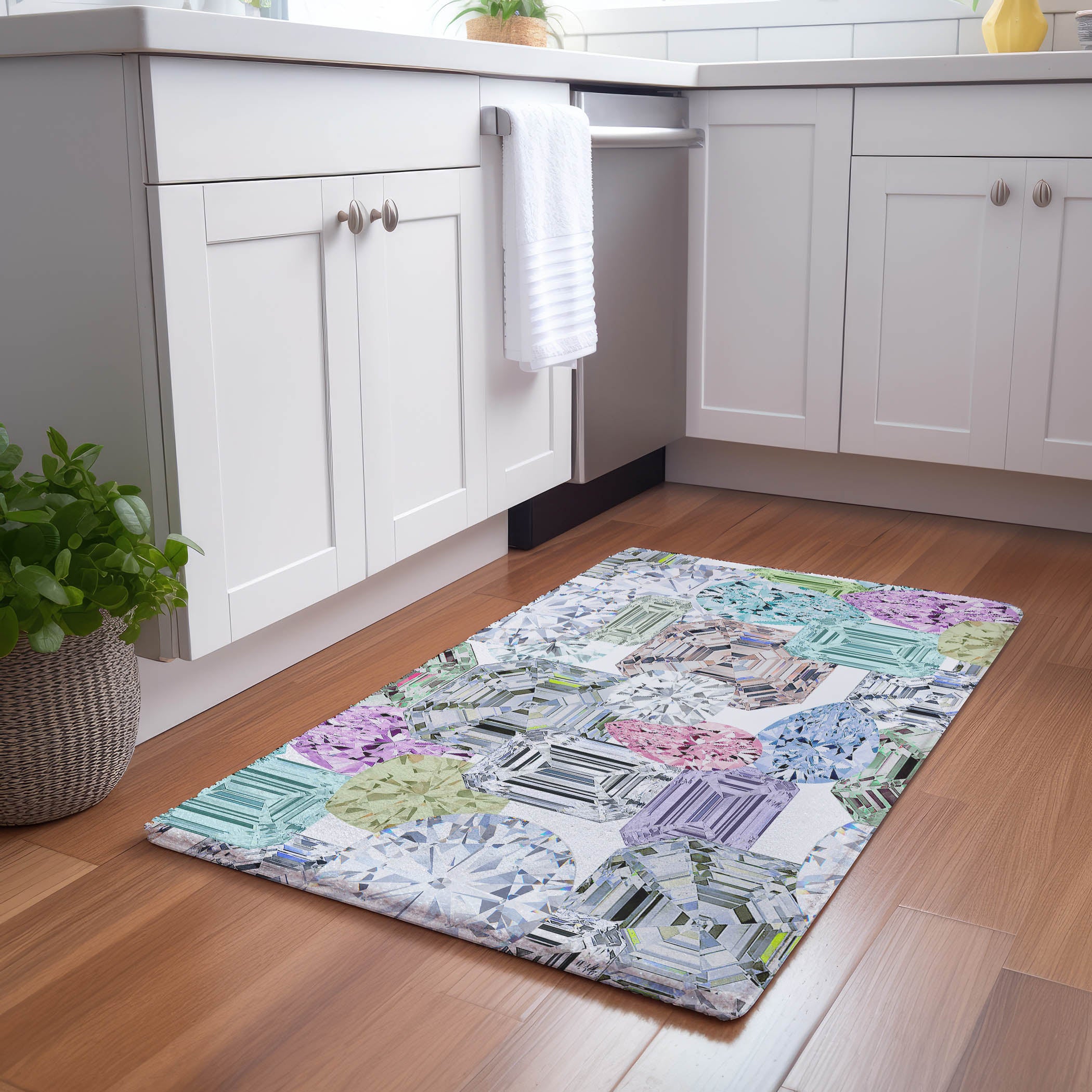 Tapis lavable en chenille Rock On White