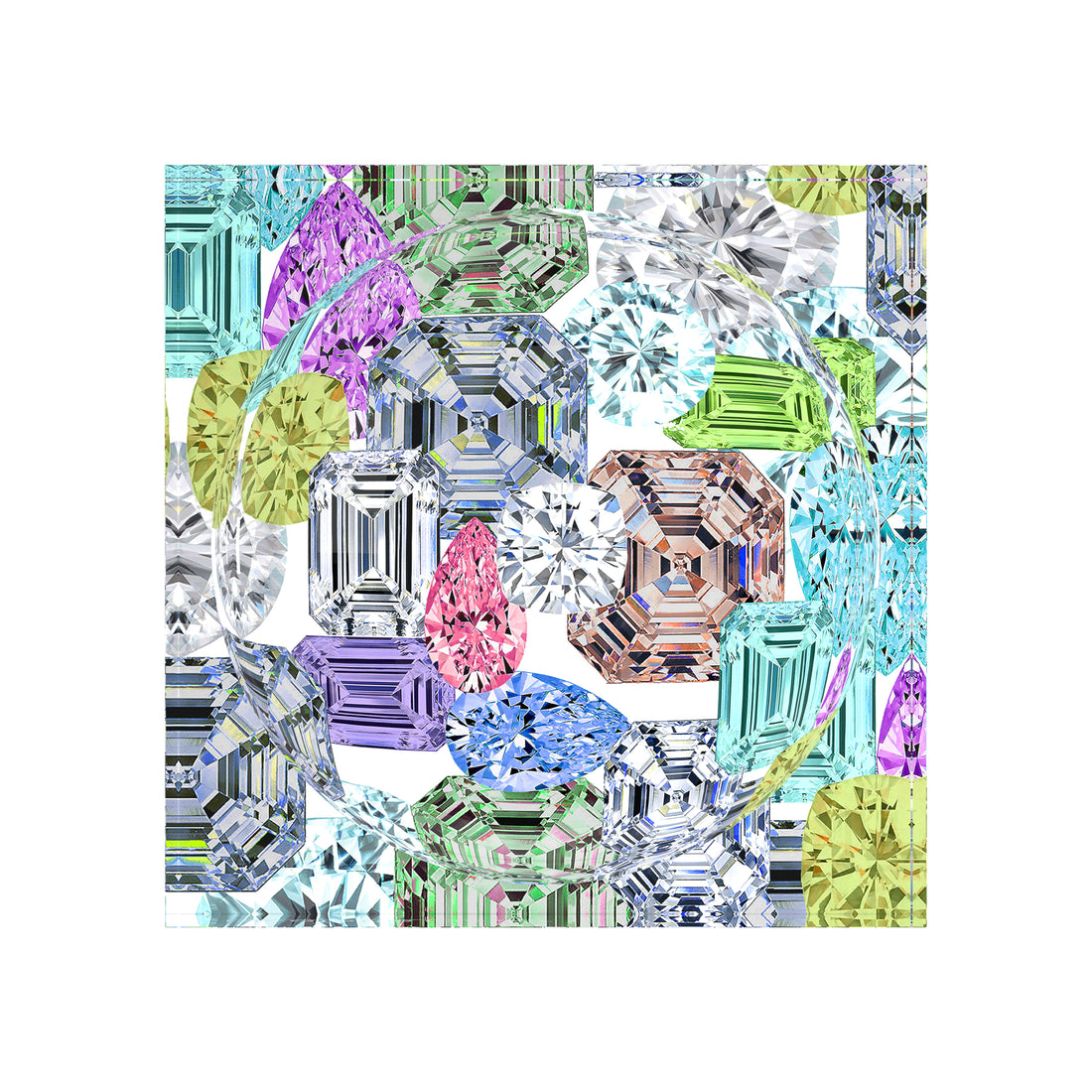 Récipient à bonbons en acrylique blanc avec pierres sur fond blanc 