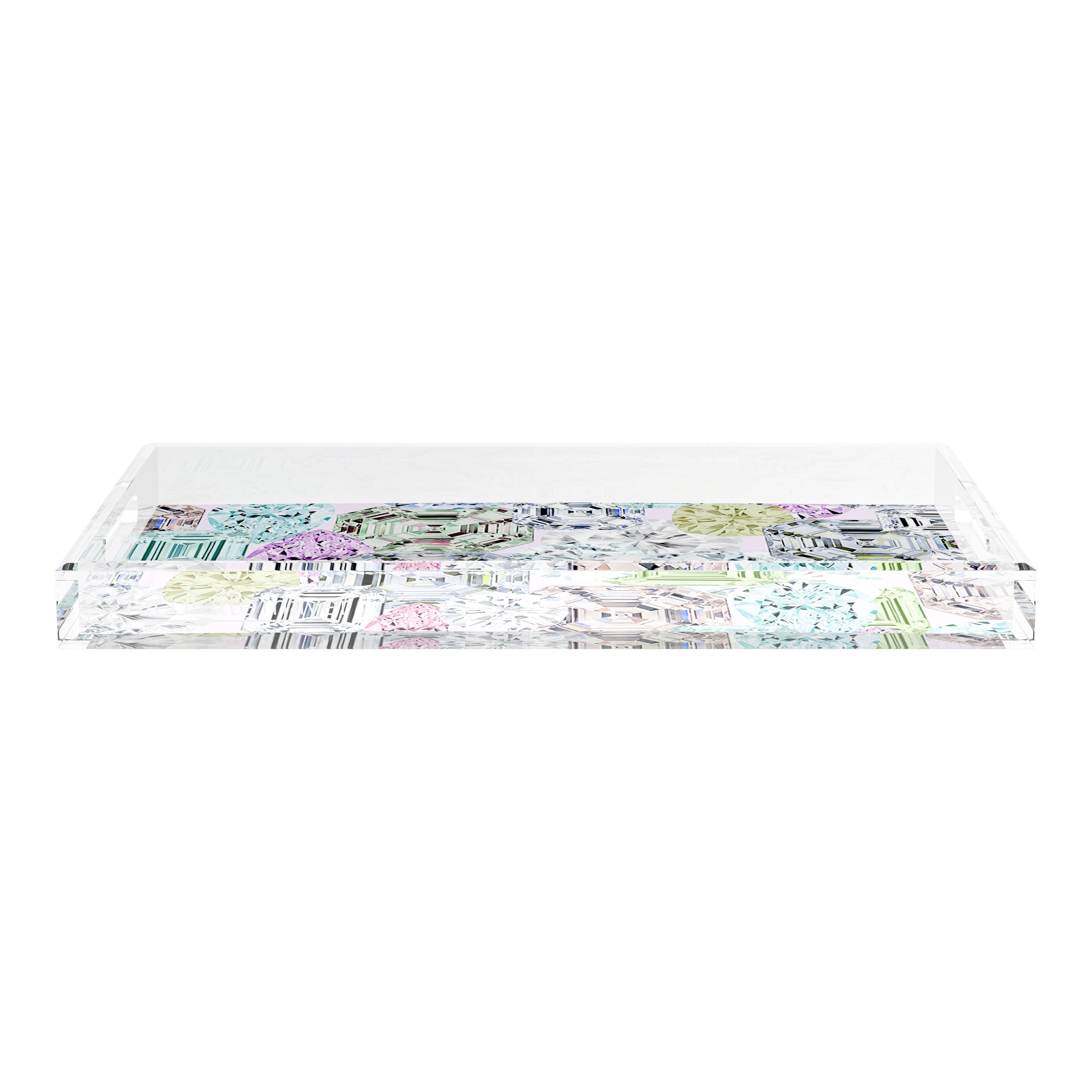 Rocks On Pink 22.5X14.5 Acrylic Tray - nicolettemayer.com
