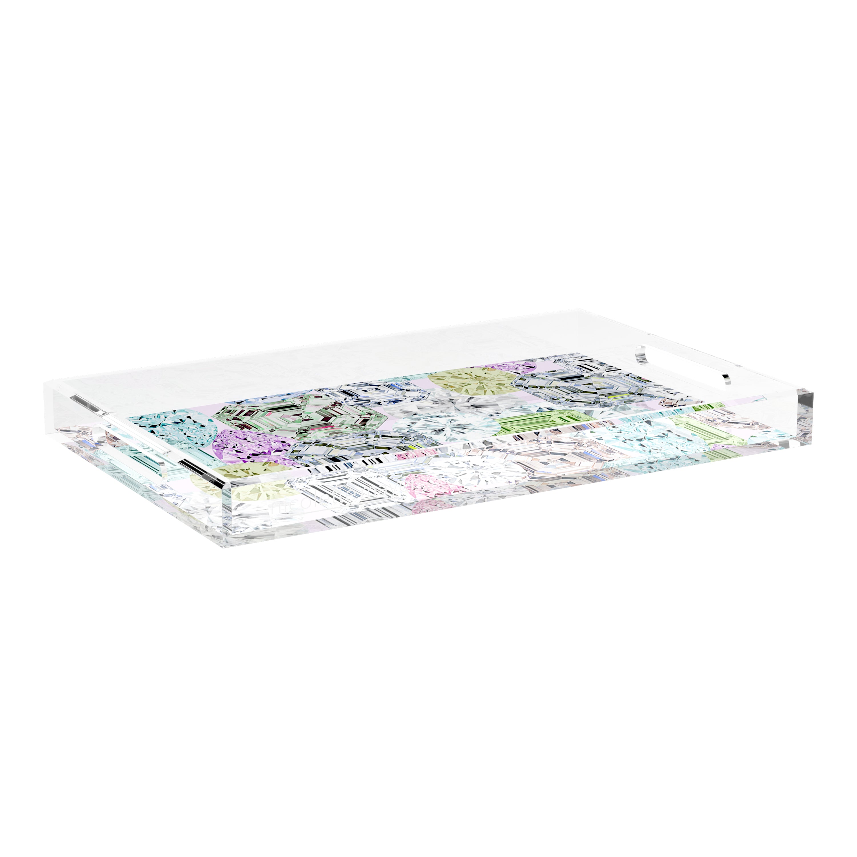 Rocks On Pink 22.5X14.5 Acrylic Tray - nicolettemayer.com
