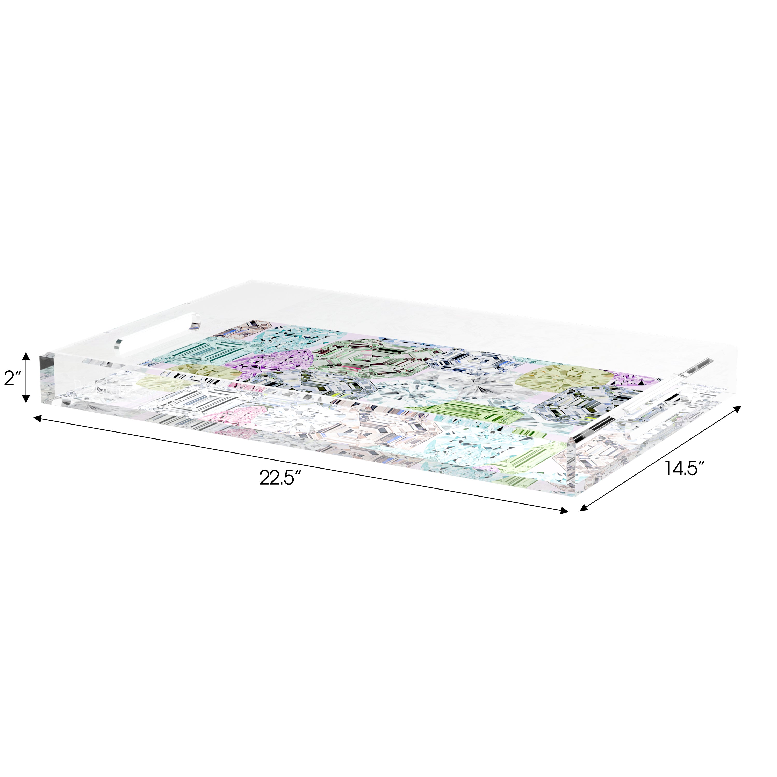 Rocks On Pink 22.5X14.5 Acrylic Tray - nicolettemayer.com
