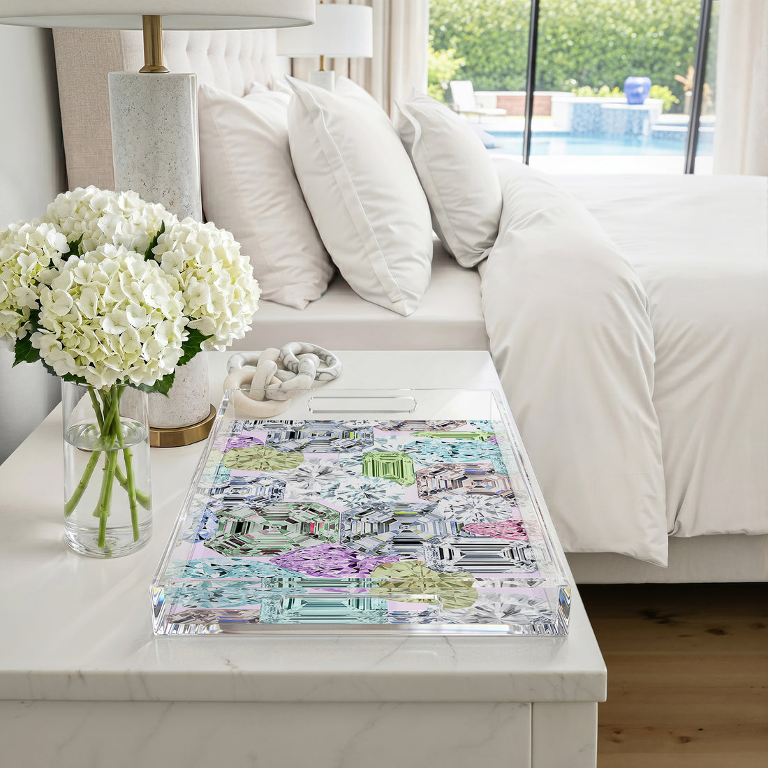 Rocks On White 22.5X14.5 Acrylic Tray - nicolettemayer.com
