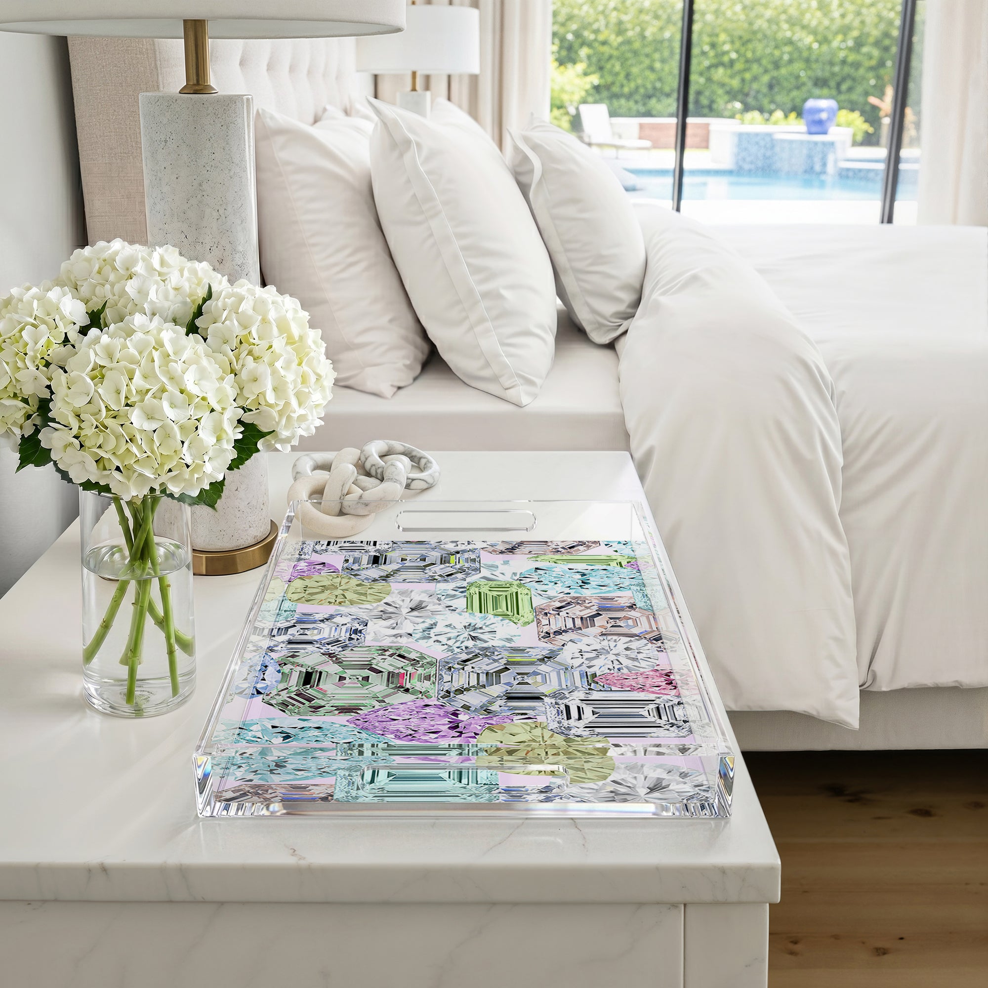 Rocks On White 22.5X14.5 Acrylic Tray - nicolettemayer.com
