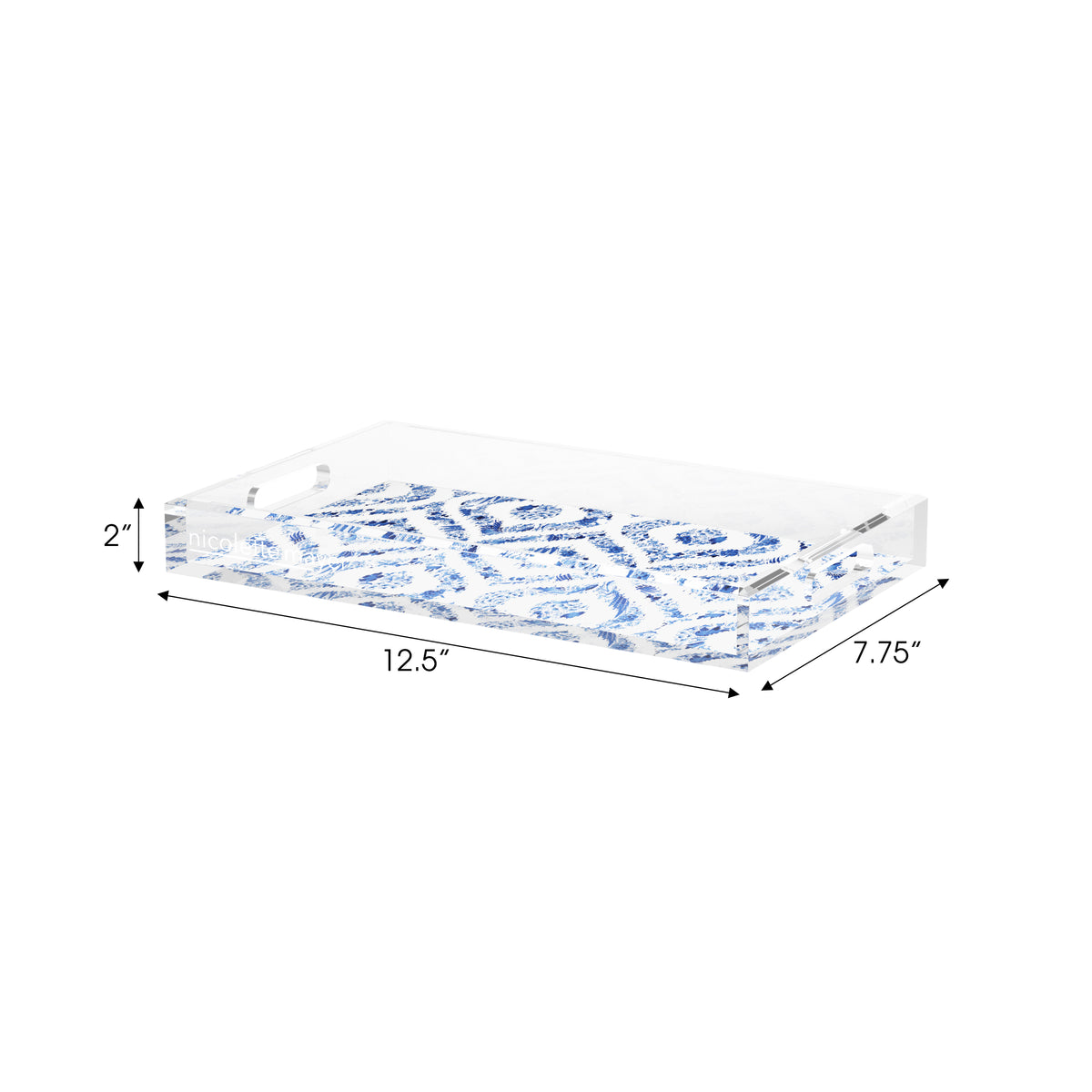 Royal Delft Ikat White Acrylic Decorative Tray, 12.5 x 7.75 in. by Nicolette Mayer 