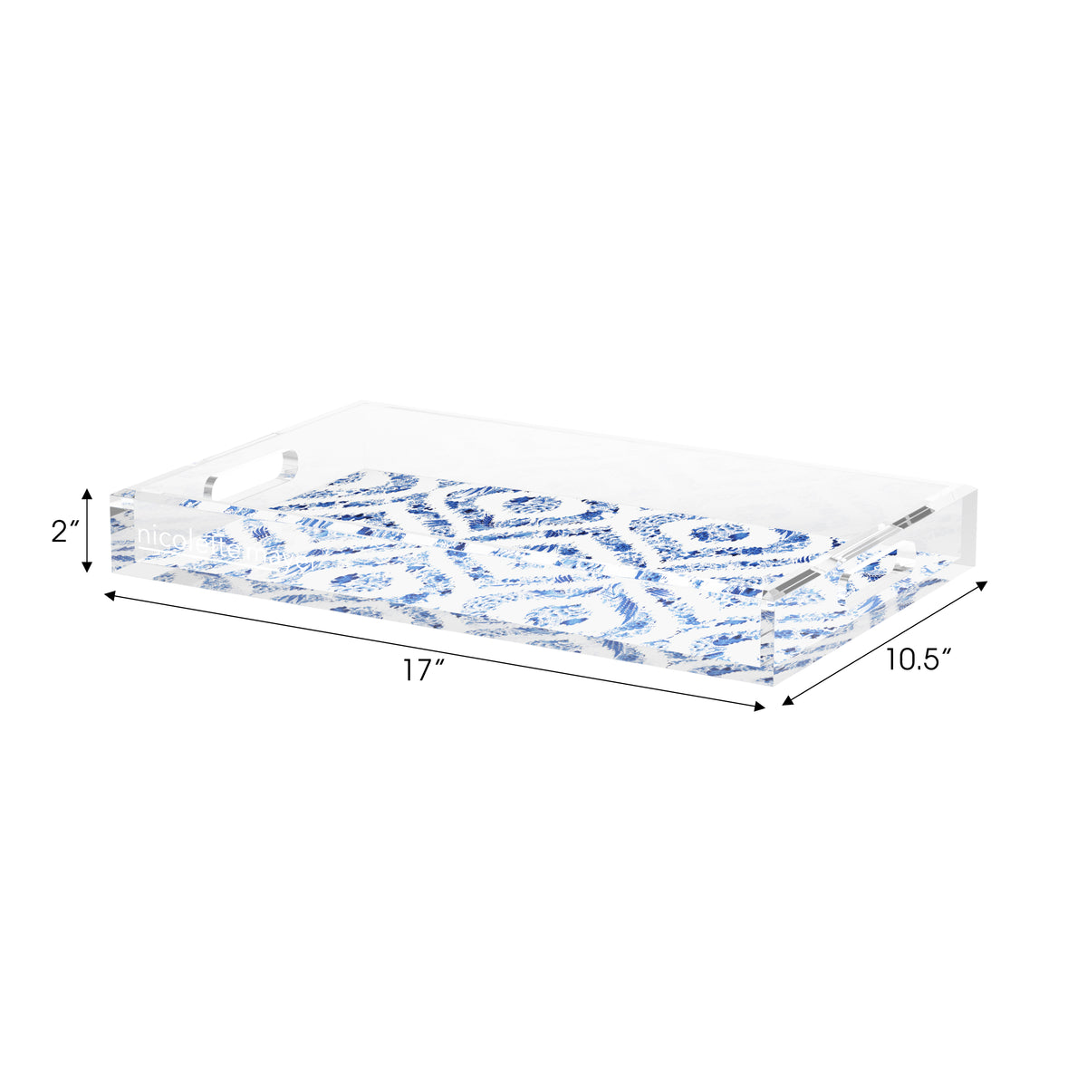 Royal Delft Ikat White Acrylic Decorative Tray, 17 x 10.5 in. by Nicolette Mayer 