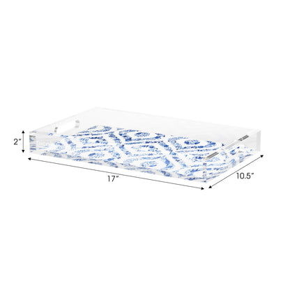 Royal Delft Ikat White Acrylic Decorative Tray, 17 x 10.5 in. by Nicolette Mayer 