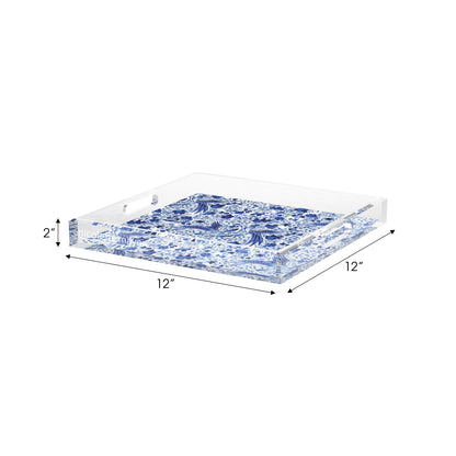 Royal Delft Inspiration White Acrylic Decorative Tray, 12 x 12 in. by Nicolette Mayer 