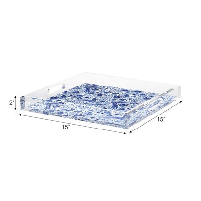 Royal Delft Inspiration White Acrylic Decorative Tray, 15 x 15 in. by Nicolette Mayer 