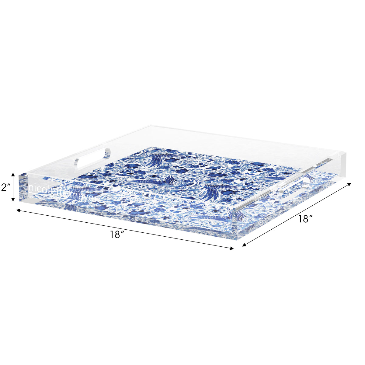 Royal Delft Inspiration White Acrylic Decorative Tray, 18 x 18 in. by Nicolette Mayer 