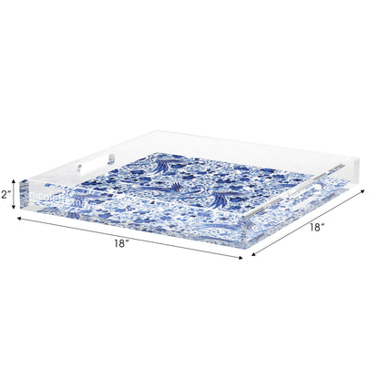 Royal Delft Inspiration White Acrylic Decorative Tray, 18 x 18 in. by Nicolette Mayer 