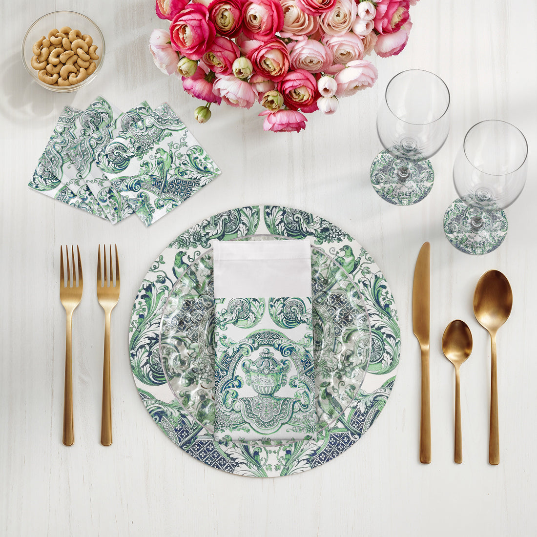 ROYAL DELFT WILLIAM AND MARY BLUE 16&quot; ROUND PEBBLE PLACEMATS, SET OF 4 - nicolettemayer.com