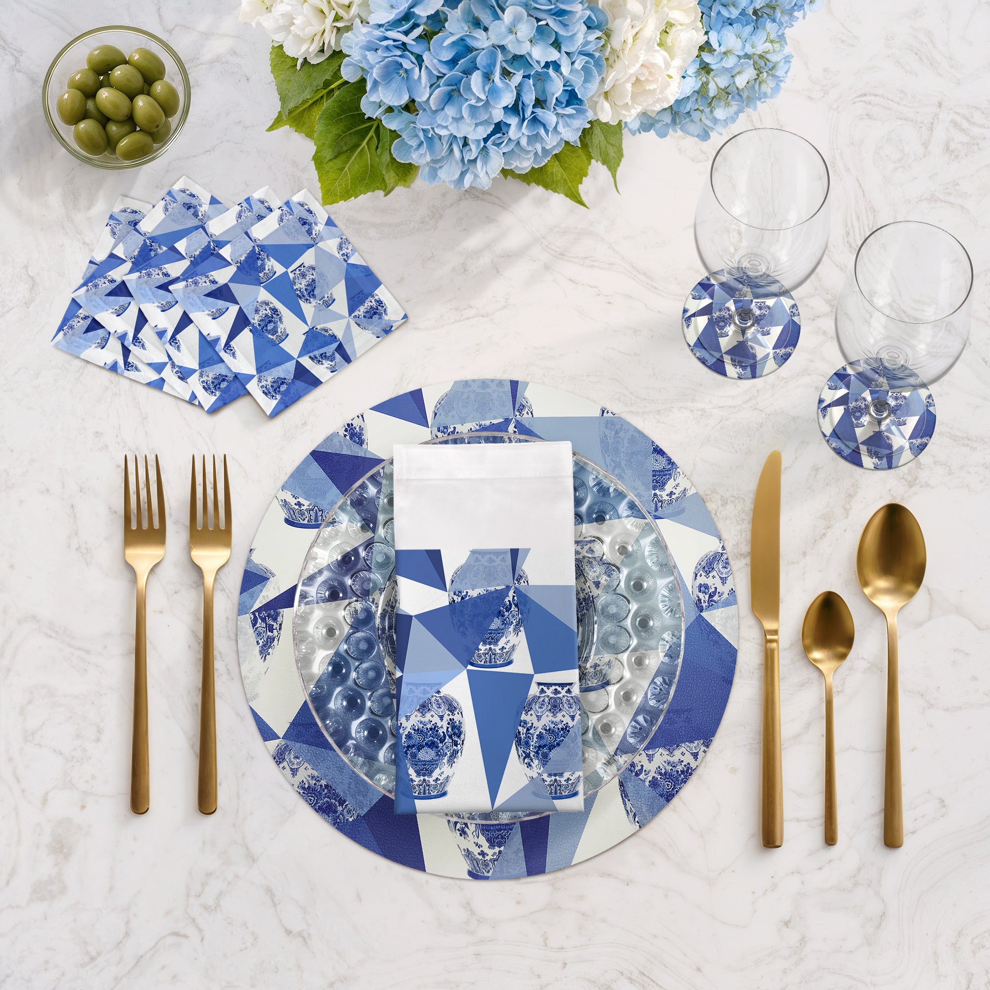 Royal Delft Elements White Cotton Sateen Dinner Napkins - nicolettemayer.com