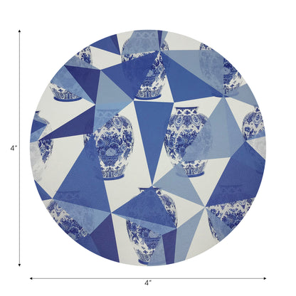 Royal Delft Elements White Vegan Leather Round Coasters