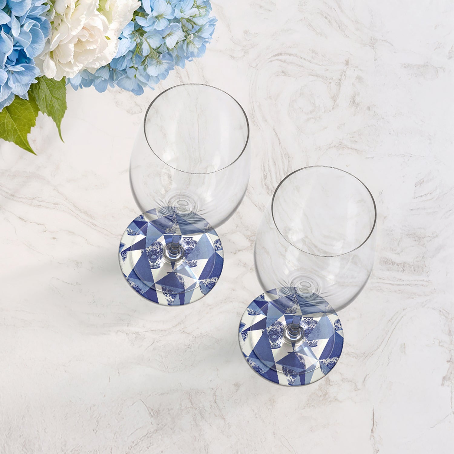 Royal Delft Elements White Vegan Leather Round Coasters