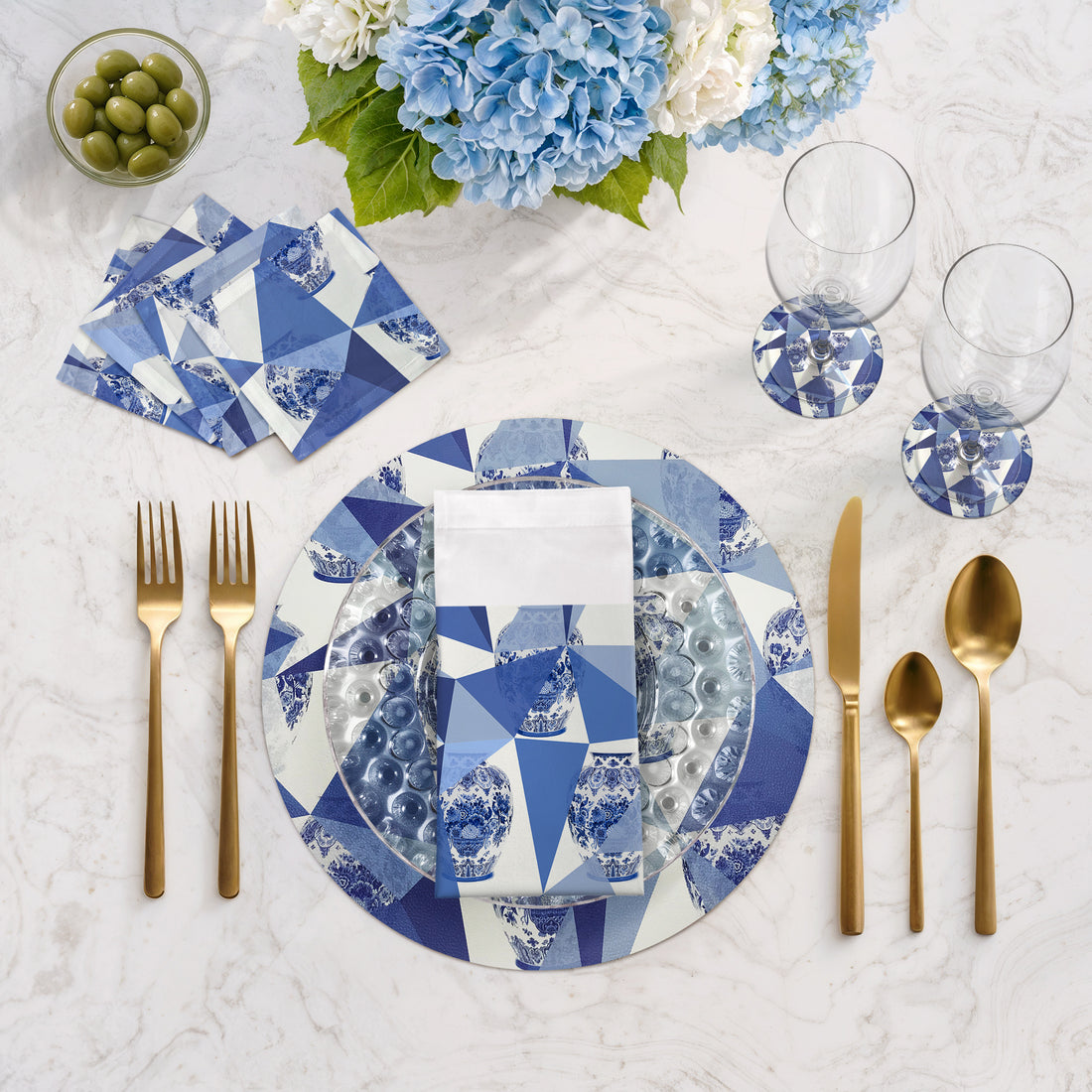 Sets de table ronds en galets Royal Delft Elements de 40 cm, lot de 4