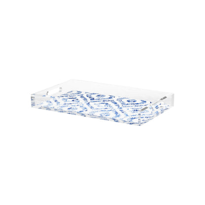 Royal Delft Ikat White Acrylic Decorative Tray, 12.5 x 7.75 in. by Nicolette Mayer 
