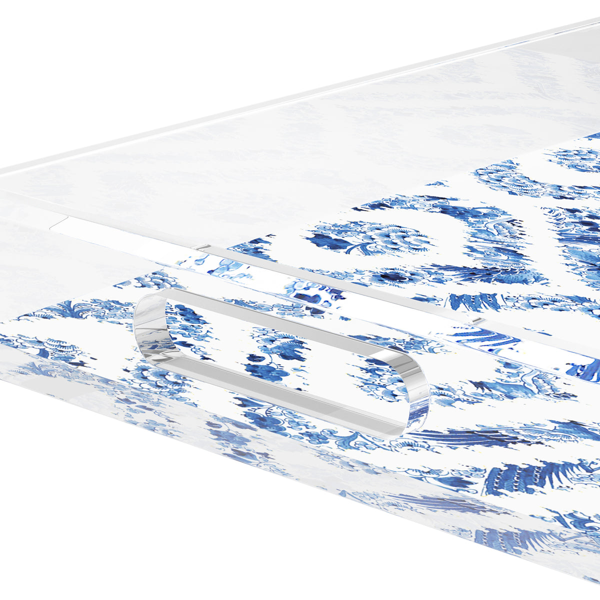 Royal Delft Ikat White Acrylic Decorative Tray, 12.5 x 7.75 in. by Nicolette Mayer 