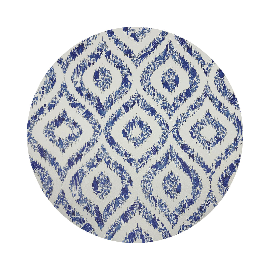 Royal Delft Ikat White 16" Round Pebble Placemats, Set of 4 - nicolettemayer.com