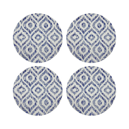 Royal Delft Ikat White 16&quot; Round Pebble Placemats, Set of 4 - nicolettemayer.com