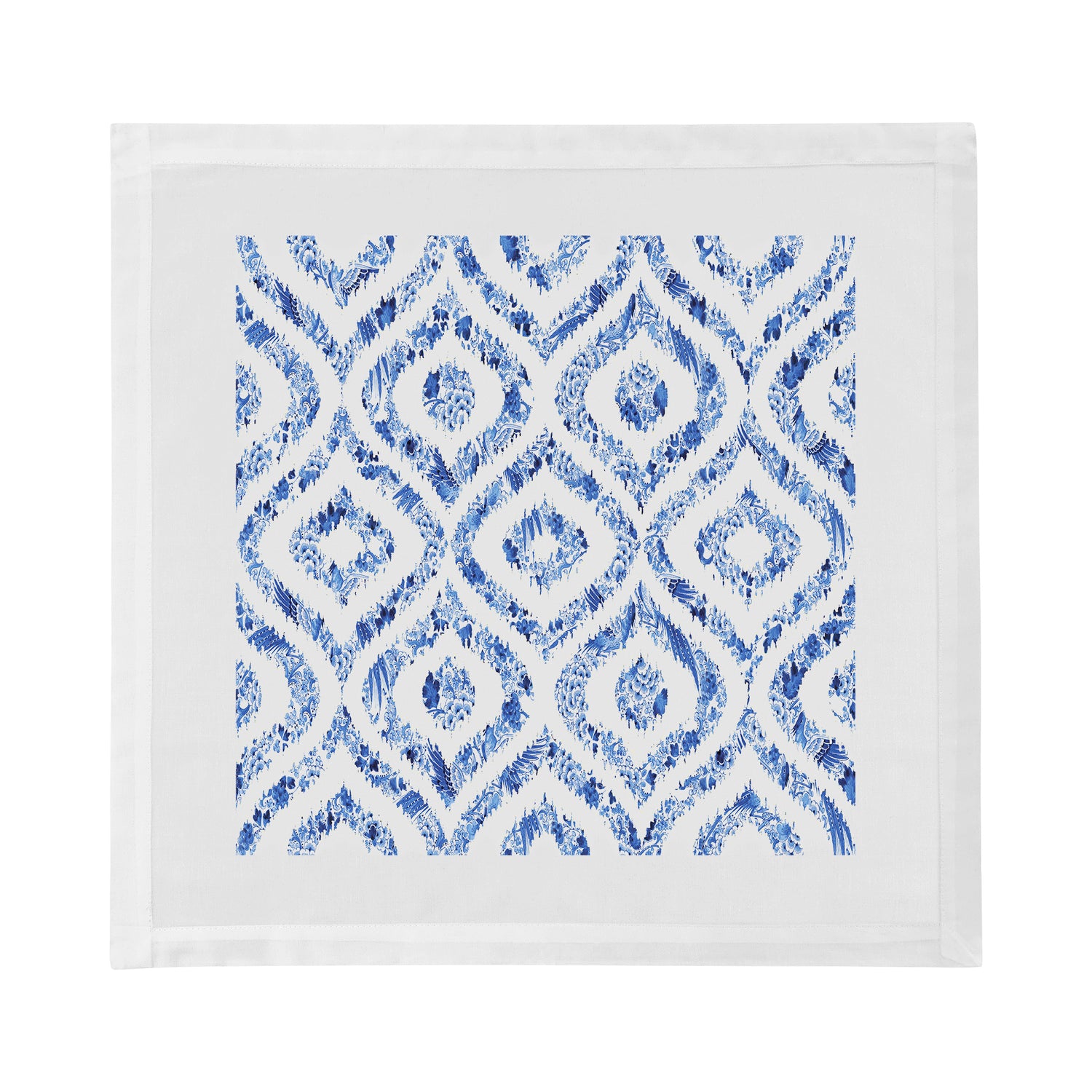 Royal Delft Ikat White Cotton Sateen Dinner Napkins - nicolettemayer.com