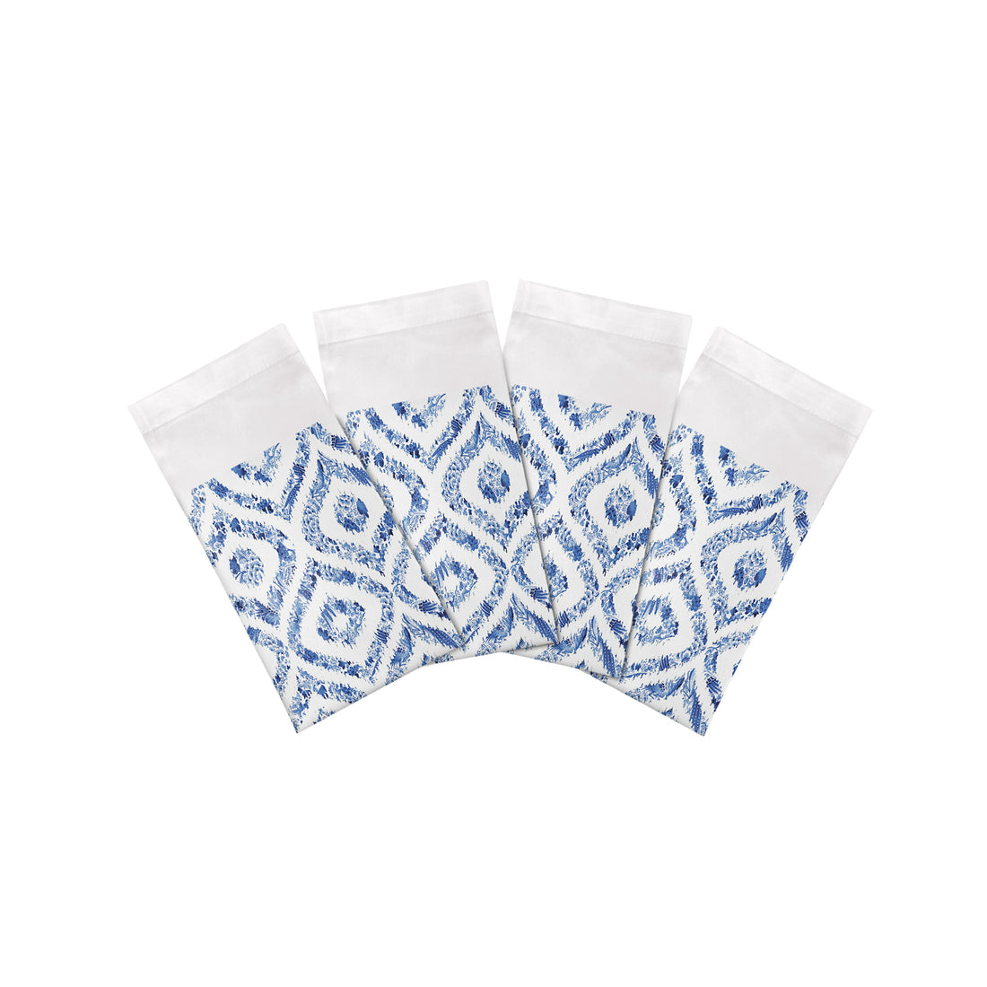 Royal Delft Ikat White Cotton Sateen Dinner Napkins - nicolettemayer.com