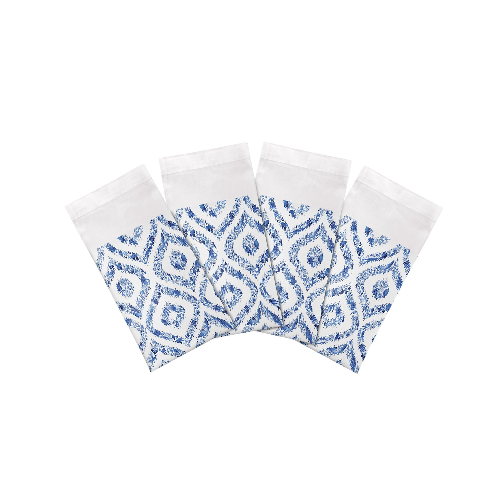 Royal Delft Ikat White Cotton Sateen Dinner Napkins - nicolettemayer.com
