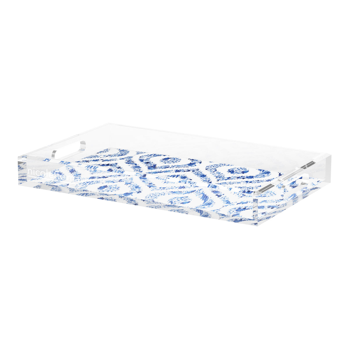 Royal Delft Ikat White Acrylic Decorative Tray, 22.5 x 14.5 in. by Nicolette Mayer 