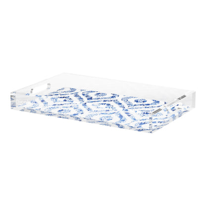 Royal Delft Ikat White Acrylic Decorative Tray, 22.5 x 14.5 in. by Nicolette Mayer 