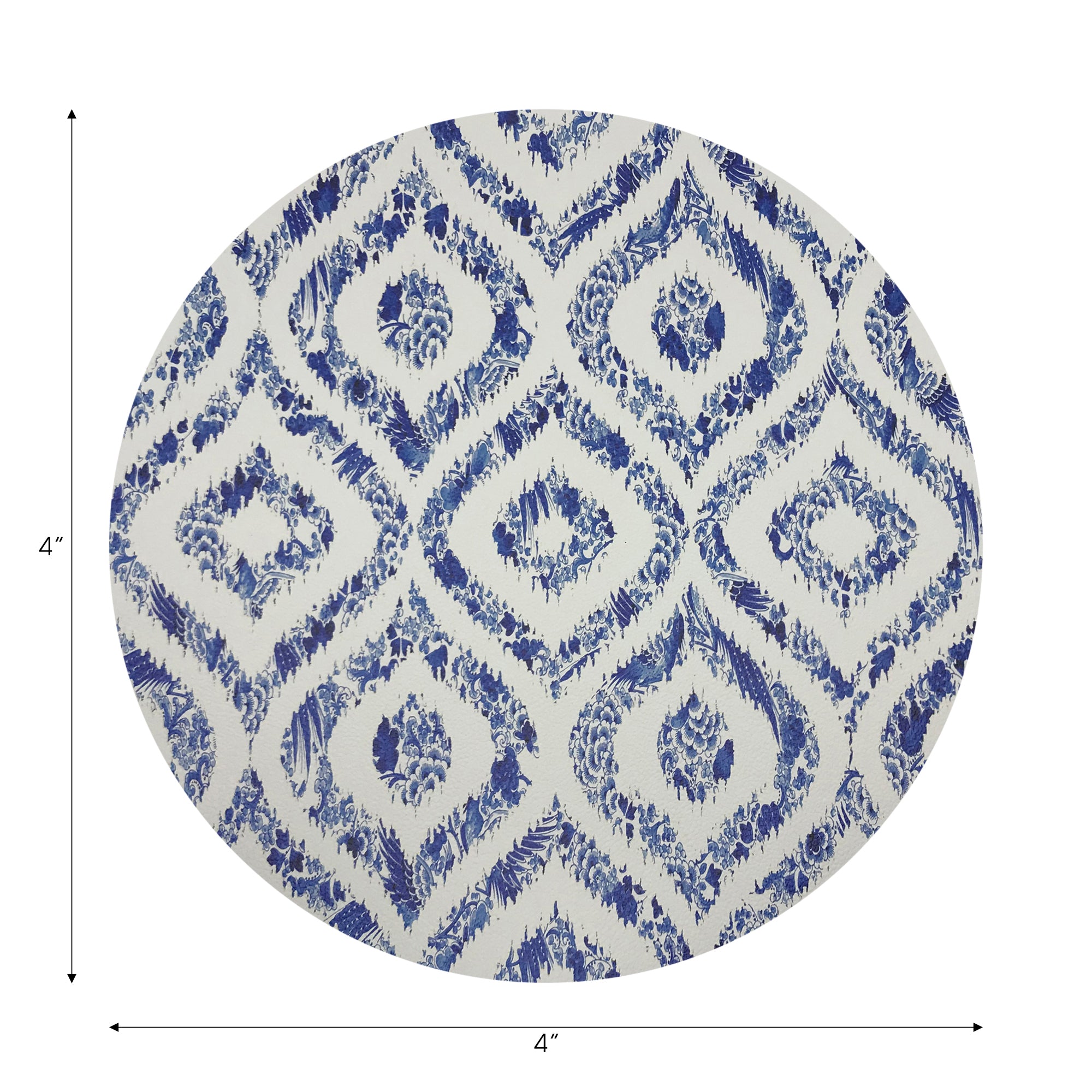 Royal Delft Ikat White Vegan Leather Round Coasters