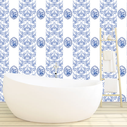 Imperial White Grasscloth Printed Wallpaper