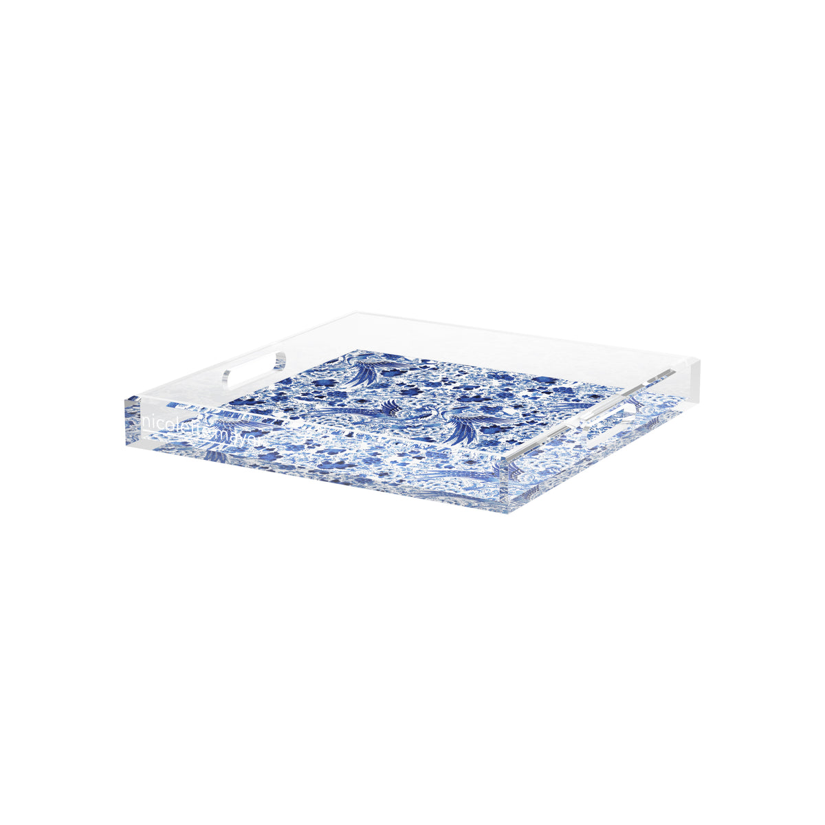 Royal Delft Inspiration White Acrylic Decorative Tray, 12 x 12 in. by Nicolette Mayer 