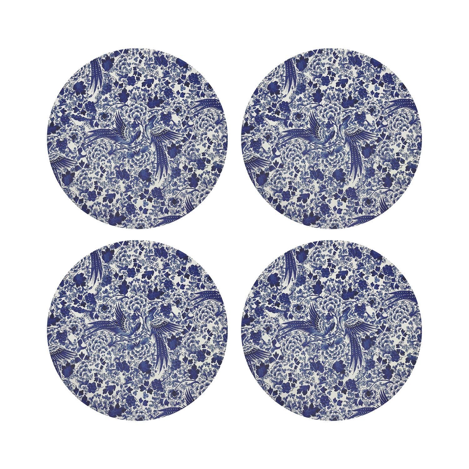 Royal Delft Inspiration White Vegan Leather Round Pebble Placemat - nicolettemayer.com